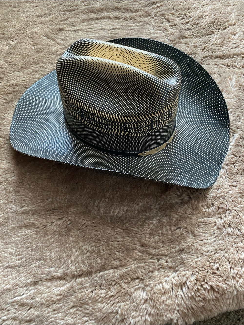 Men's Two-Tone Black and Natural Straw Cowboy Hat